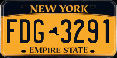 NY license plate FDG3291