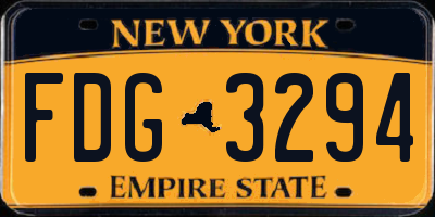NY license plate FDG3294