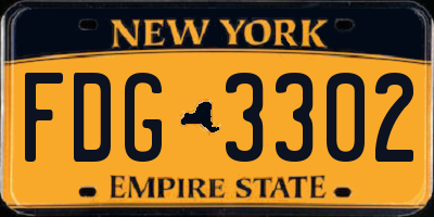 NY license plate FDG3302