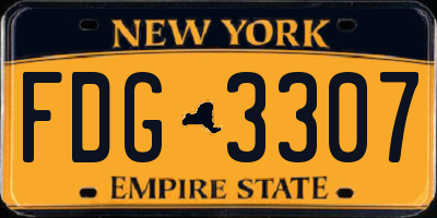 NY license plate FDG3307