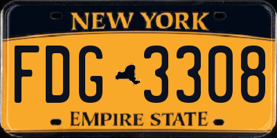NY license plate FDG3308