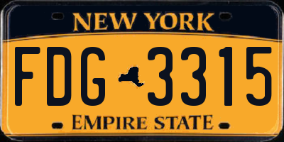 NY license plate FDG3315