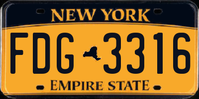 NY license plate FDG3316