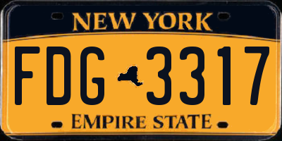 NY license plate FDG3317
