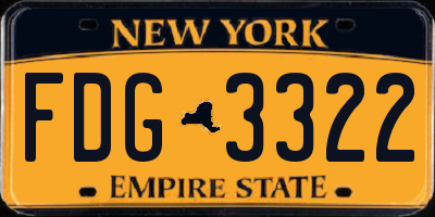 NY license plate FDG3322