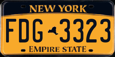 NY license plate FDG3323