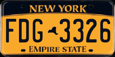 NY license plate FDG3326