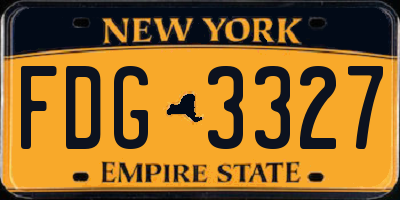 NY license plate FDG3327