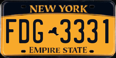 NY license plate FDG3331
