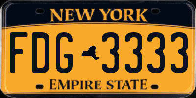 NY license plate FDG3333