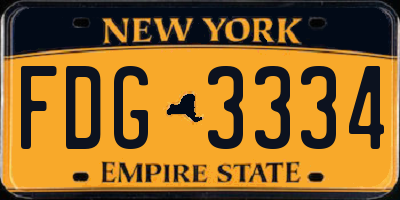 NY license plate FDG3334