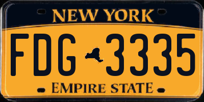 NY license plate FDG3335