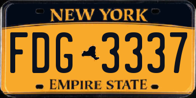 NY license plate FDG3337