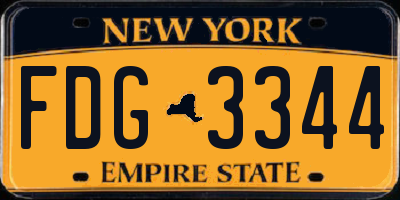 NY license plate FDG3344