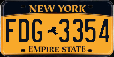 NY license plate FDG3354