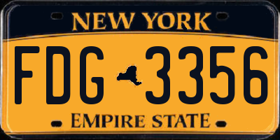 NY license plate FDG3356