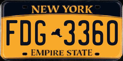 NY license plate FDG3360