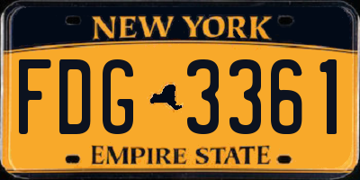 NY license plate FDG3361