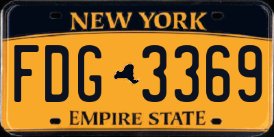 NY license plate FDG3369
