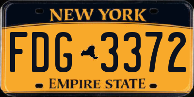 NY license plate FDG3372