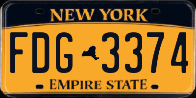 NY license plate FDG3374