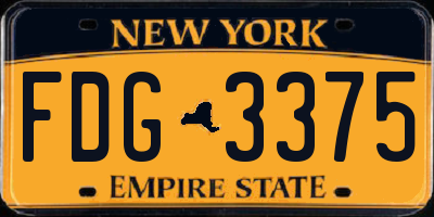 NY license plate FDG3375