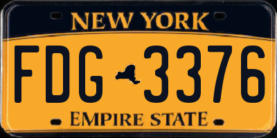 NY license plate FDG3376