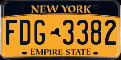 NY license plate FDG3382