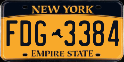 NY license plate FDG3384