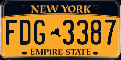 NY license plate FDG3387