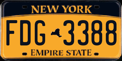 NY license plate FDG3388