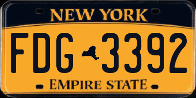 NY license plate FDG3392