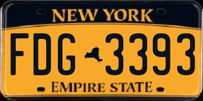 NY license plate FDG3393