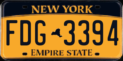 NY license plate FDG3394