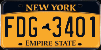 NY license plate FDG3401