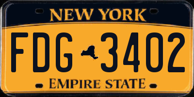 NY license plate FDG3402