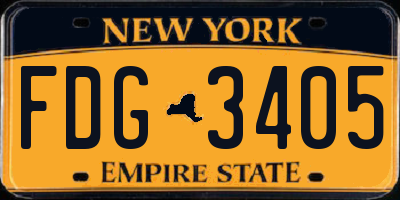 NY license plate FDG3405