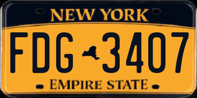 NY license plate FDG3407
