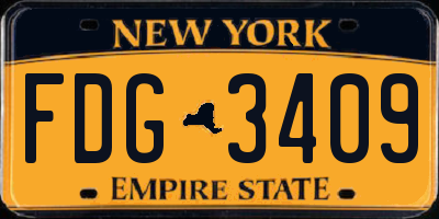 NY license plate FDG3409