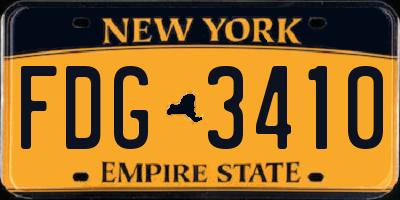 NY license plate FDG3410