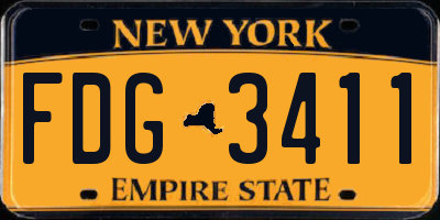 NY license plate FDG3411