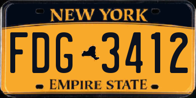 NY license plate FDG3412