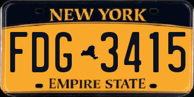 NY license plate FDG3415