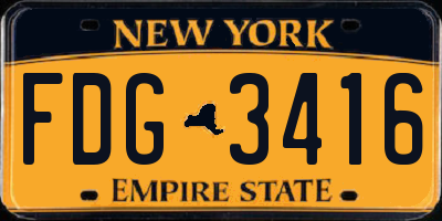 NY license plate FDG3416