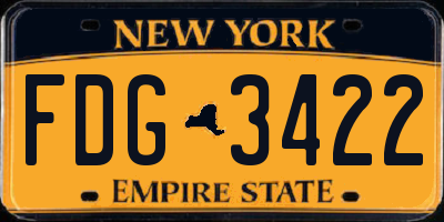 NY license plate FDG3422
