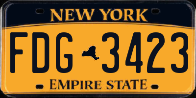 NY license plate FDG3423
