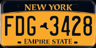 NY license plate FDG3428