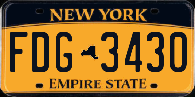 NY license plate FDG3430