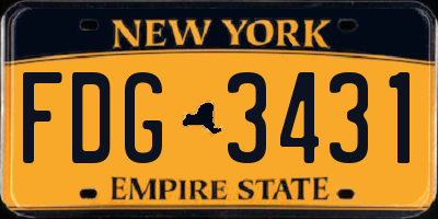 NY license plate FDG3431