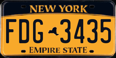 NY license plate FDG3435